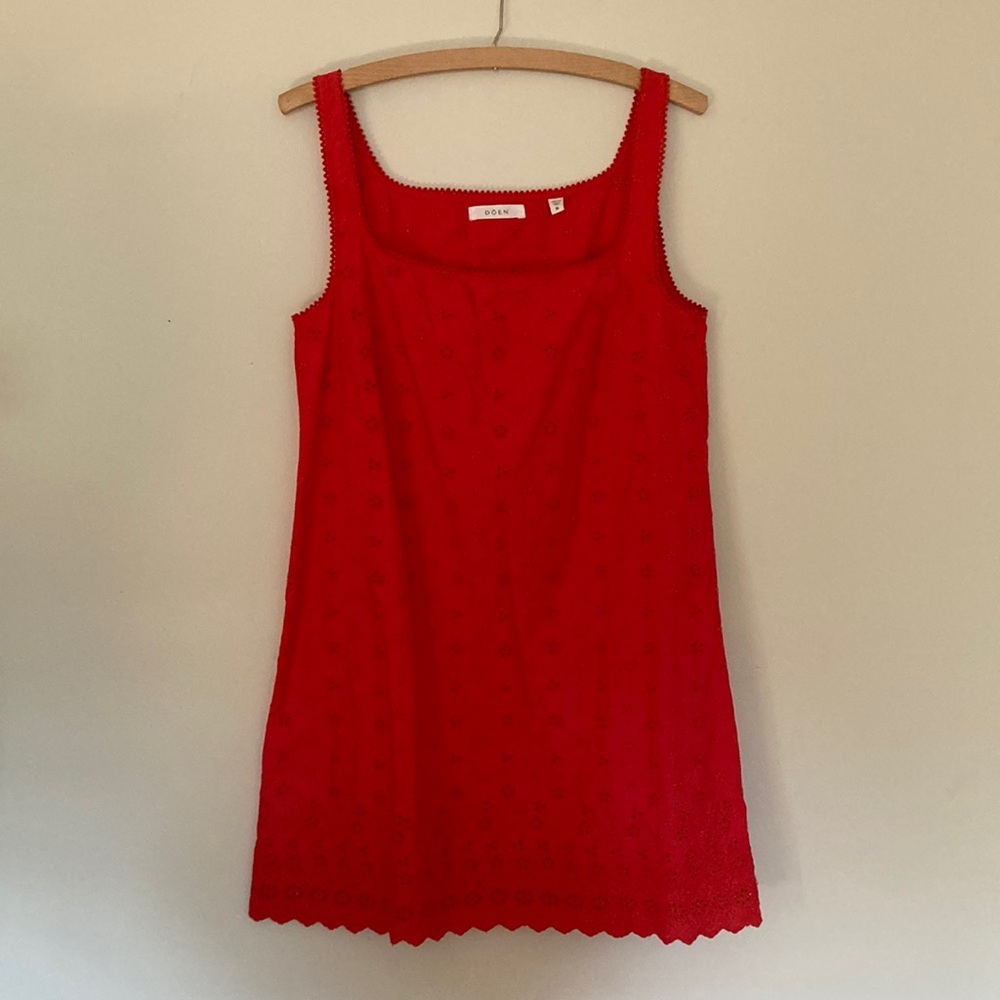 Doen Eyelet Carina Dress in Scarlet Red